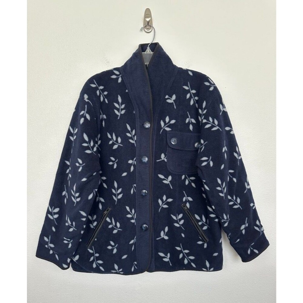 Dolce & Gabbana Fleece Quilted Floral Jacket Navy Blue Vintage Women's Medium